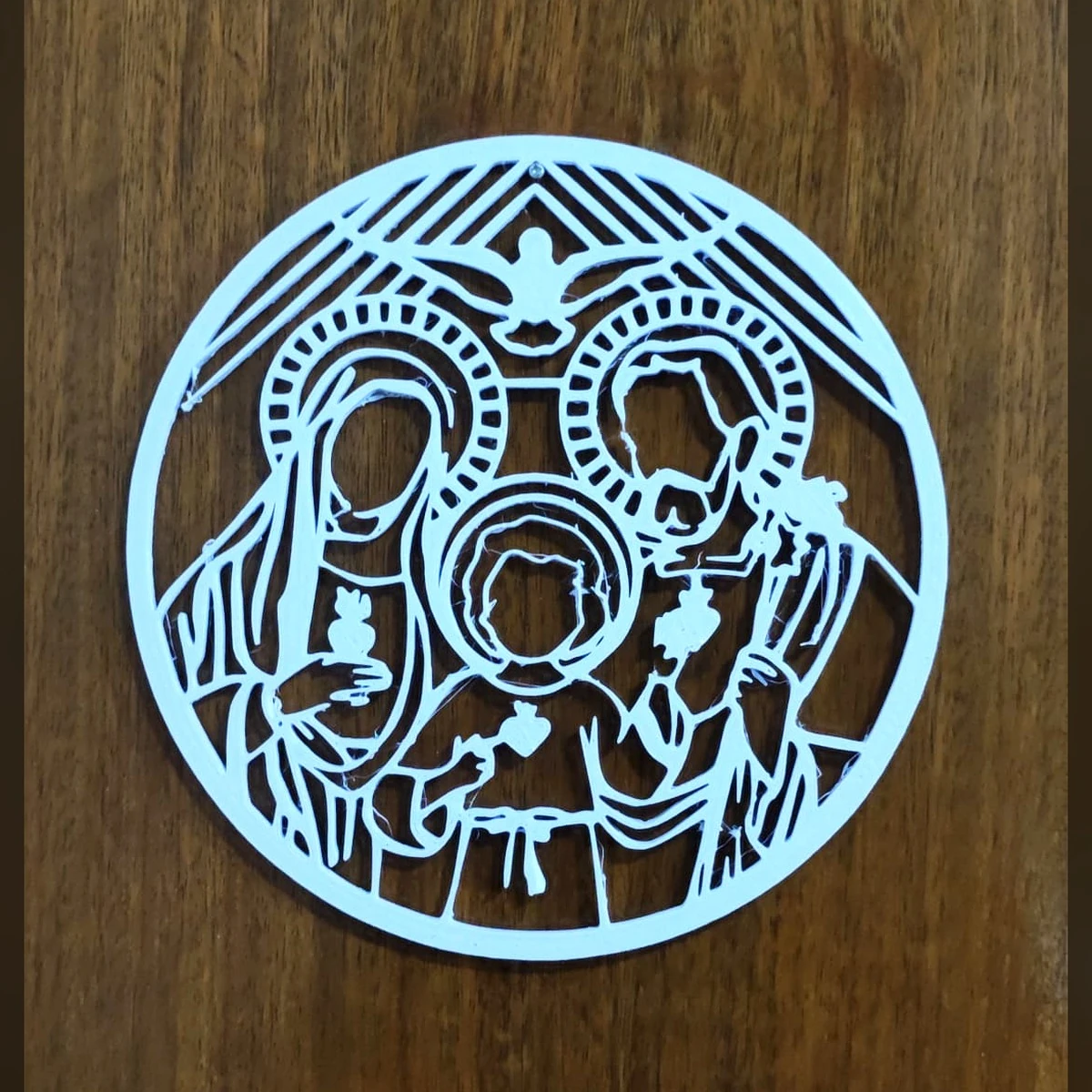 Quadro Sagrada Família 3D — Mandala Decorativa de Parede Religiosa